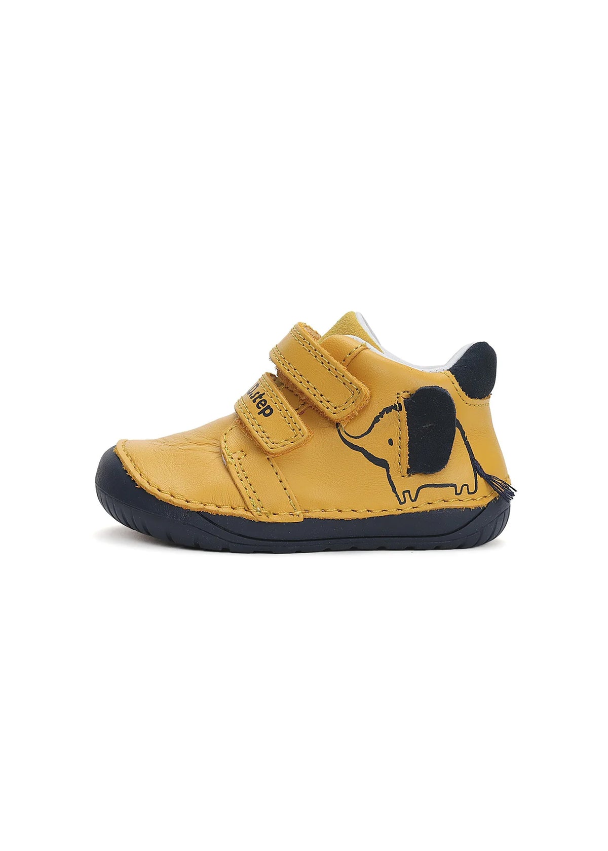 Children's first step shoes - yellow leather, fire truck