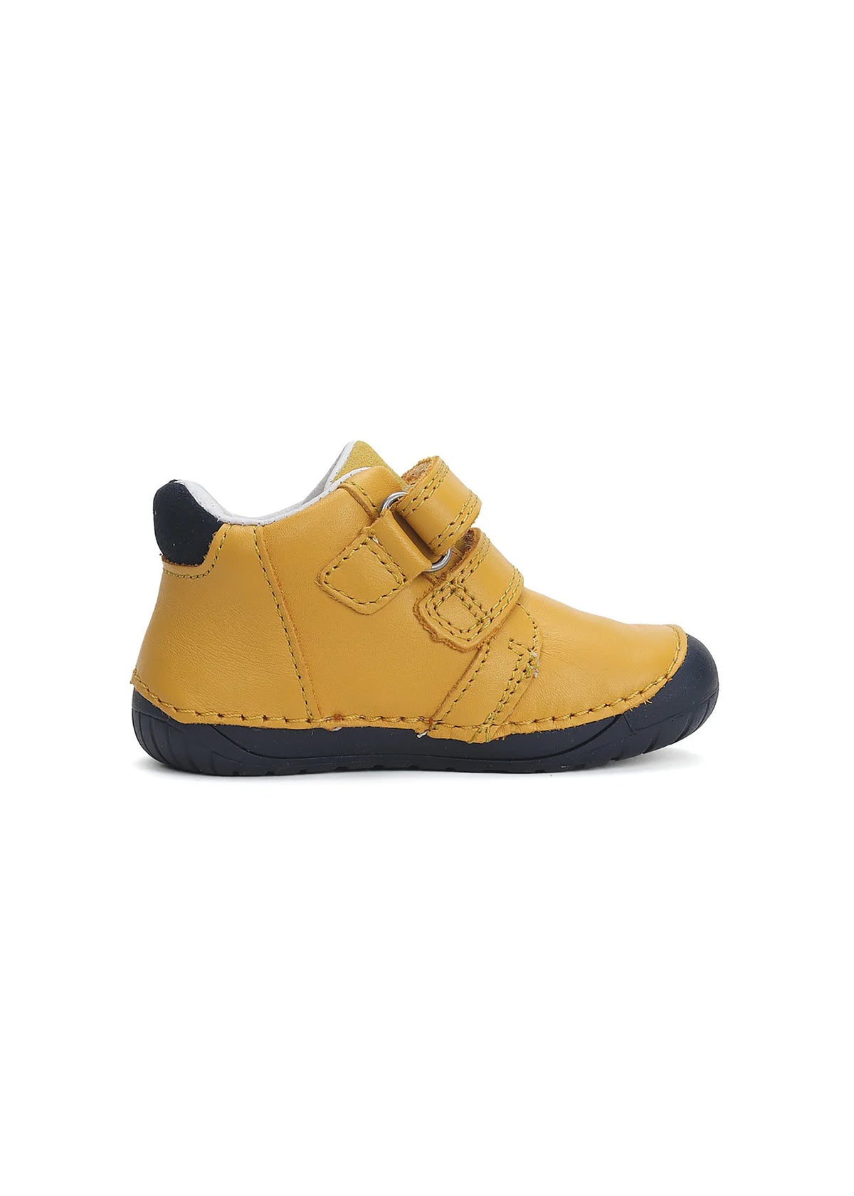 Children's first step shoes - yellow leather, fire truck