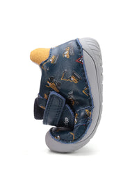 Lasten paljasjalkatennarit, välikausikengät - tummansininen nahka, kaivurit