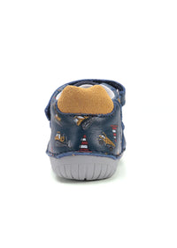 Lasten paljasjalkatennarit, välikausikengät - tummansininen nahka, kaivurit