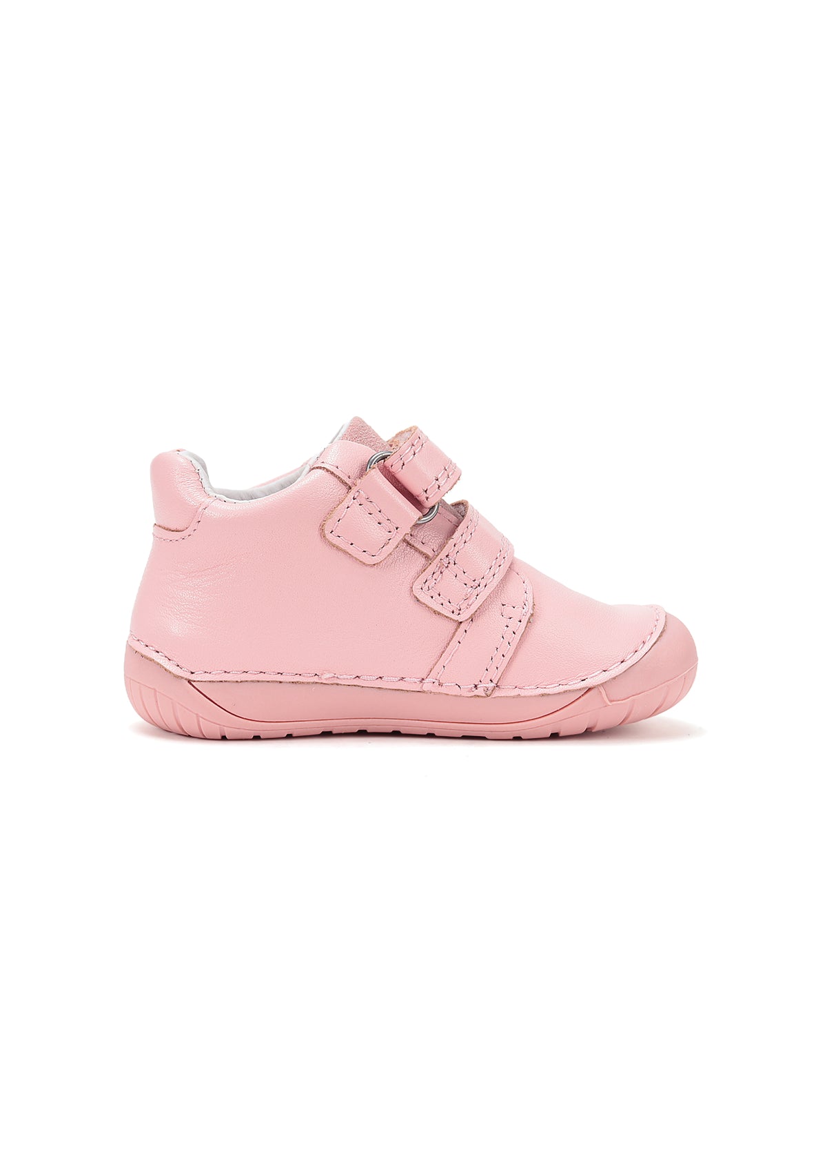 Children's barefoot sneakers, transitional season shoes - light pink leather, cloud and rainbow