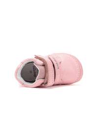 Children's barefoot sneakers, transitional season shoes - light pink leather, cloud and rainbow