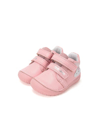 Children's barefoot sneakers, transitional season shoes - light pink leather, cloud and rainbow
