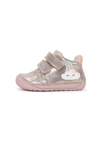 Children's barefoot sneakers, transitional season shoes - golden leather, cloud and rainbow