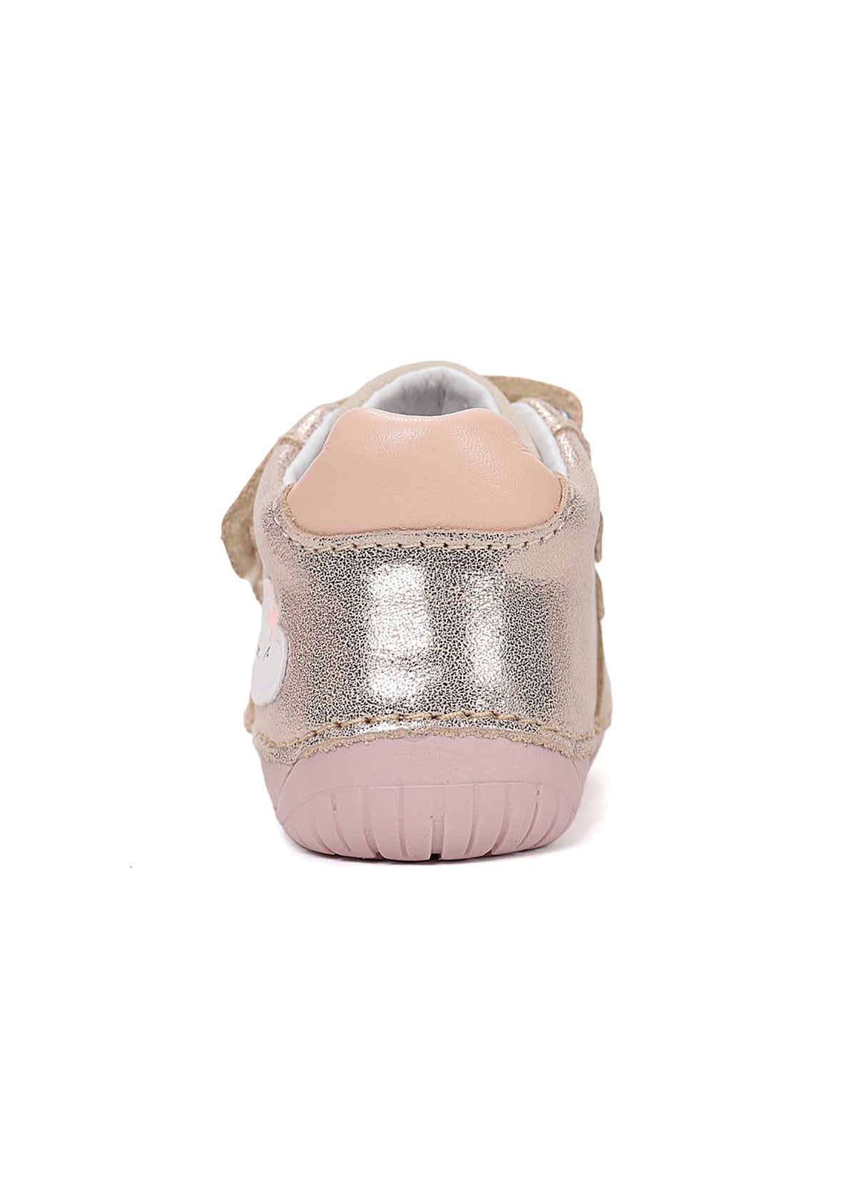 Children's barefoot sneakers, transitional season shoes - golden leather, cloud and rainbow