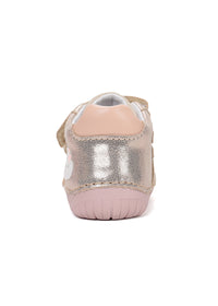 Children's barefoot sneakers, transitional season shoes - golden leather, cloud and rainbow