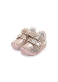 Children's barefoot sneakers, transitional season shoes - golden leather, cloud and rainbow