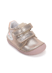 Children's barefoot sneakers, transitional season shoes - golden leather, cloud and rainbow