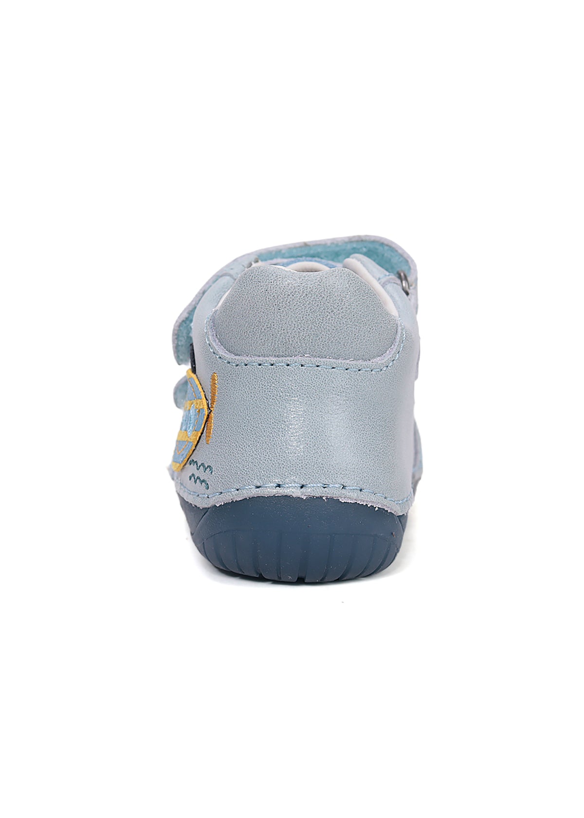 Children's barefoot sneakers, transitional season shoes - light blue leather, submarine