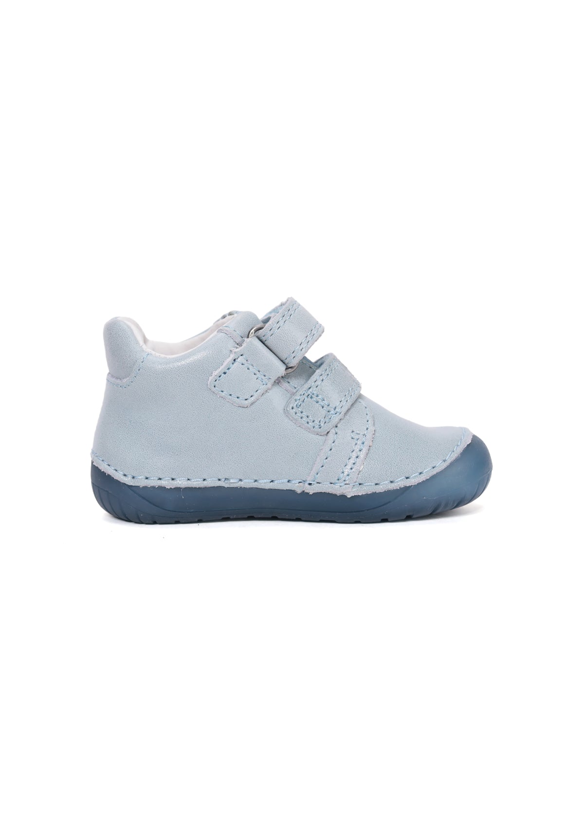 Children's barefoot sneakers, transitional season shoes - light blue leather, submarine