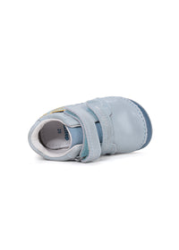 Children's barefoot sneakers, transitional season shoes - light blue leather, submarine
