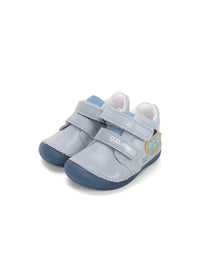 Children's barefoot sneakers, transitional season shoes - light blue leather, submarine