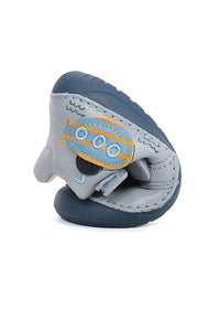Children's barefoot sneakers, transitional season shoes - light blue leather, submarine