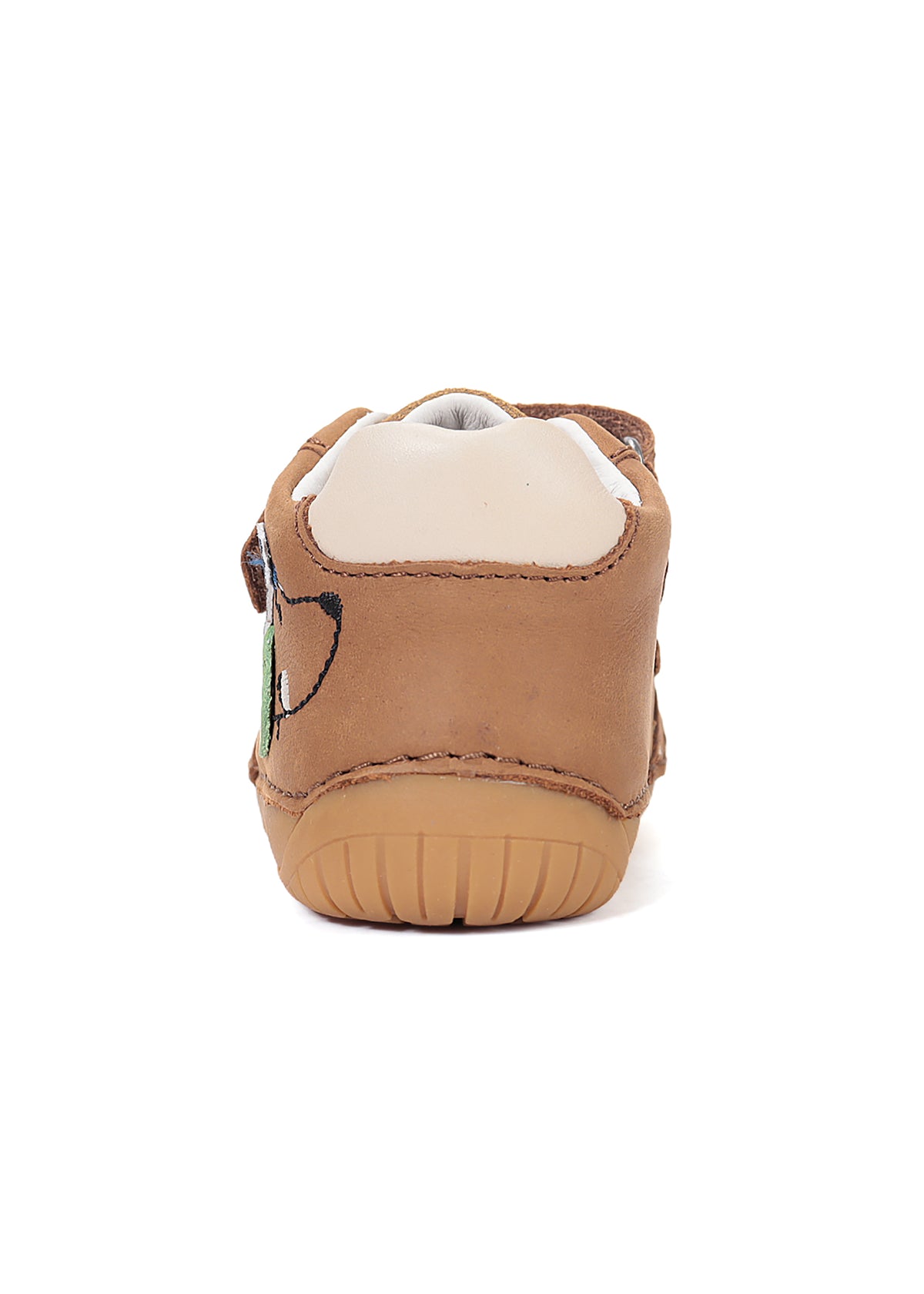 Children's barefoot sneakers, transitional season shoes - brown leather, dog