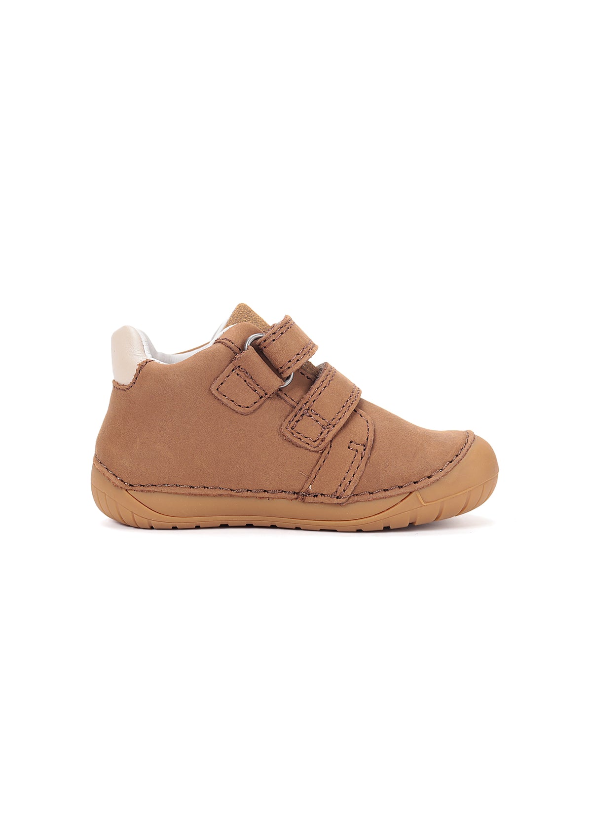 Children's barefoot sneakers, transitional season shoes - brown leather, dog