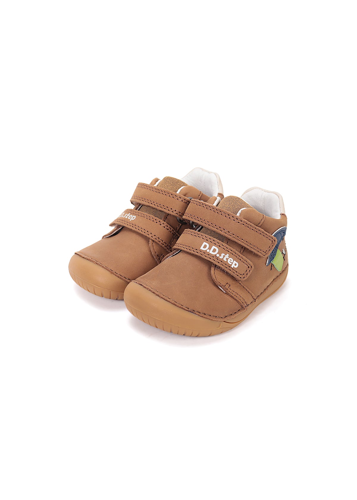 Children's barefoot sneakers, transitional season shoes - brown leather, dog