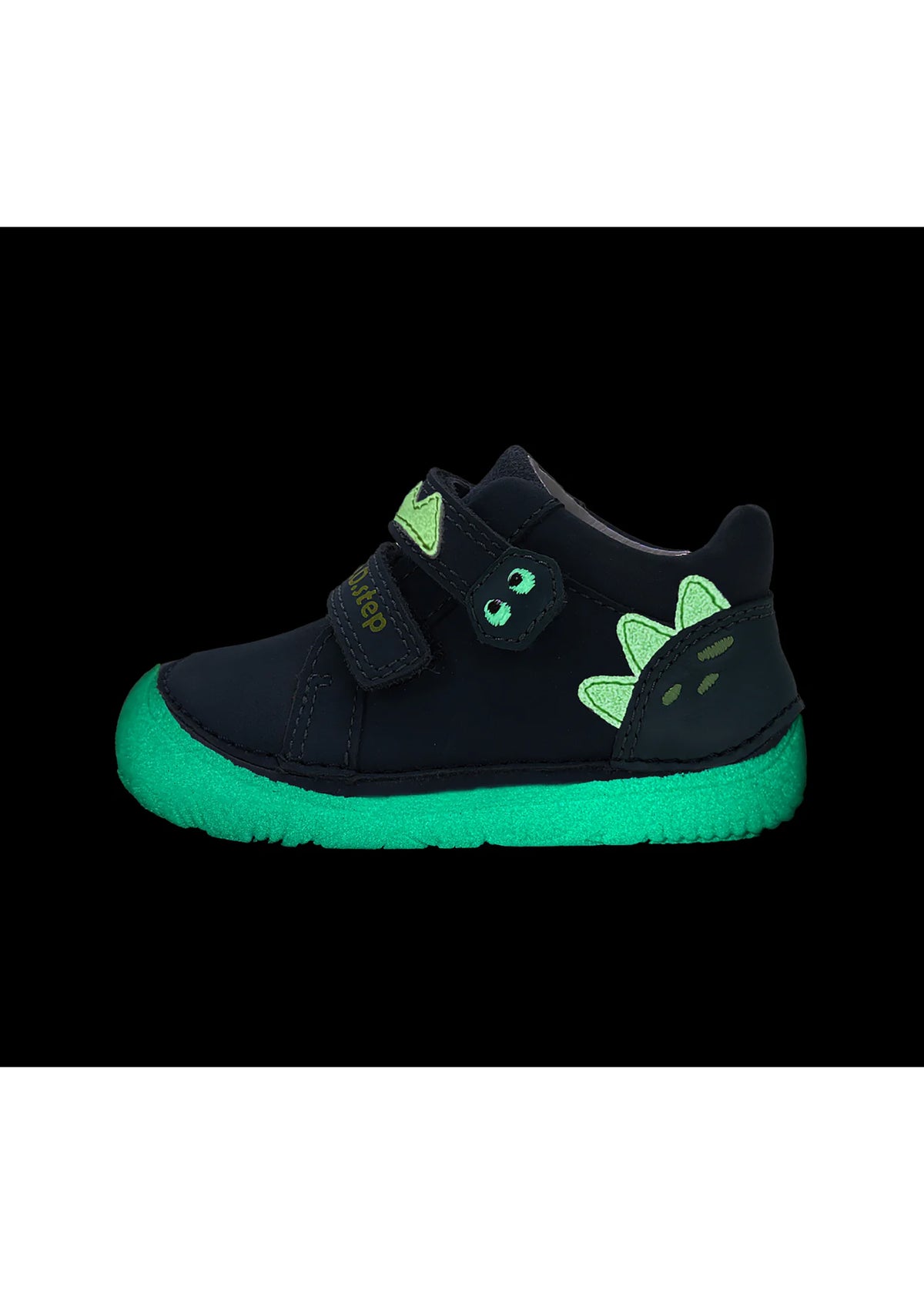 Lasten paljasjalkakengät, välikausikengät - tummansininen nahka, dino