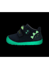 Lasten paljasjalkakengät, välikausikengät - tummansininen nahka, dino