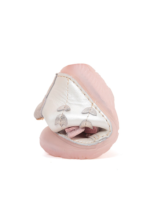 Lasten paljasjalkatennarit, välikausikengät - vaalea nahka, kukkia