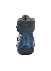 Lasten paljasjalkakengät - talvikengät, sininen nahka, krokotiili