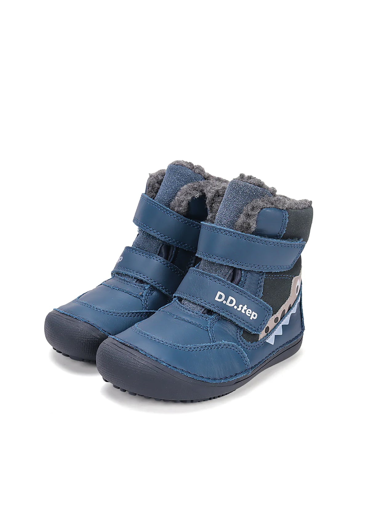 Lasten paljasjalkakengät - talvikengät, sininen nahka, krokotiili