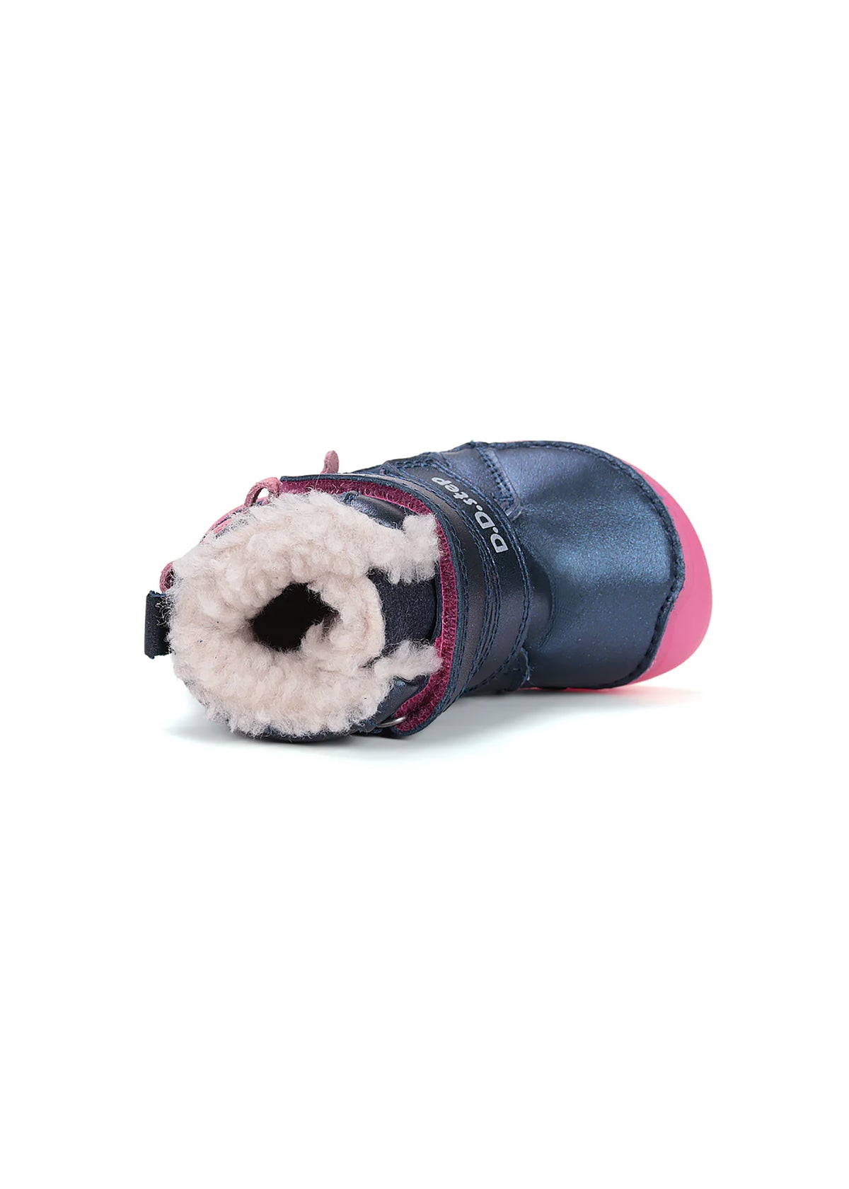 Lasten paljasjalkakengät - talvikengät, tummansininen nahka, vaaleanpunainen merenneito