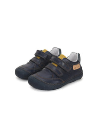 Children's barefoot sneakers - dark blue leather