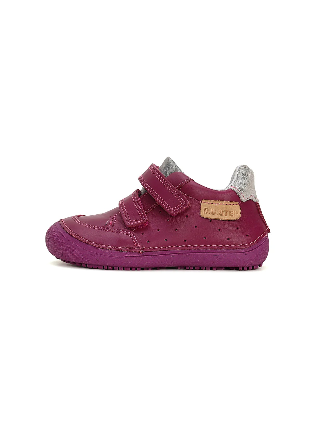 Children's barefoot sneakers - dark pink leather
