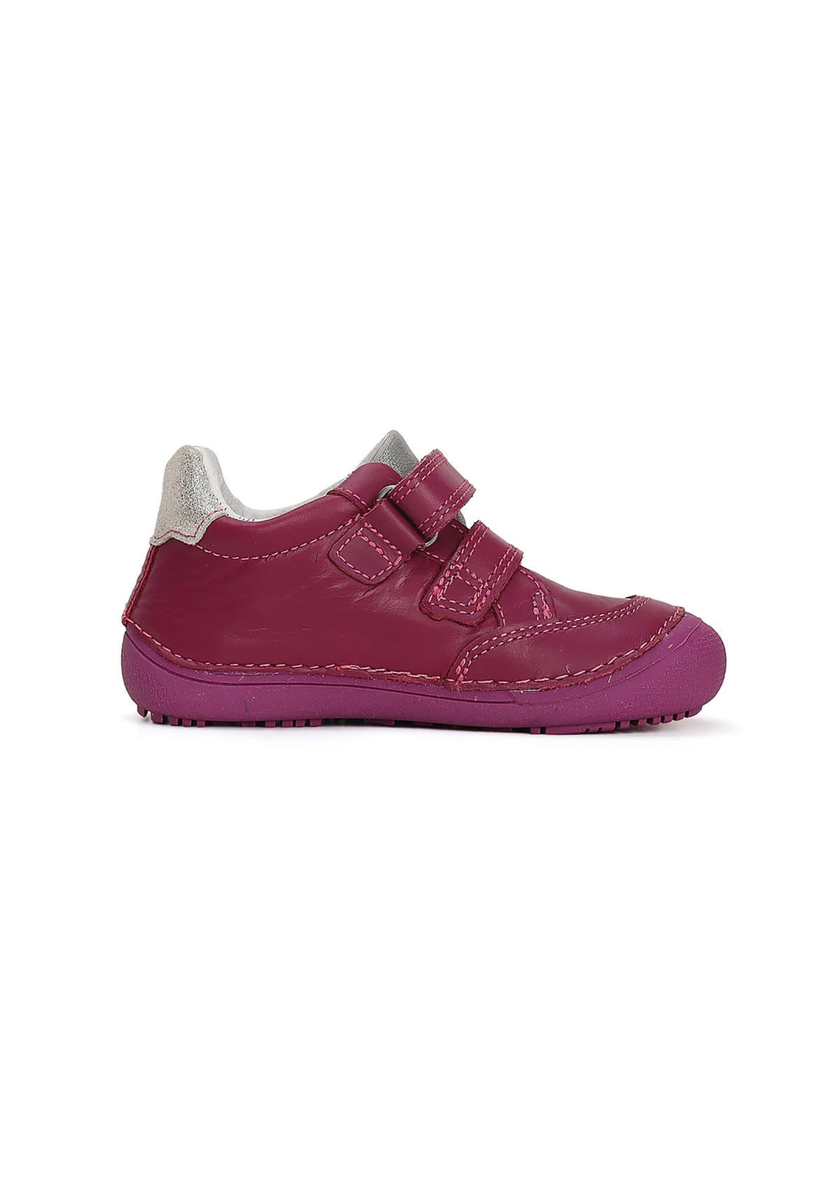 Children's barefoot sneakers - dark pink leather