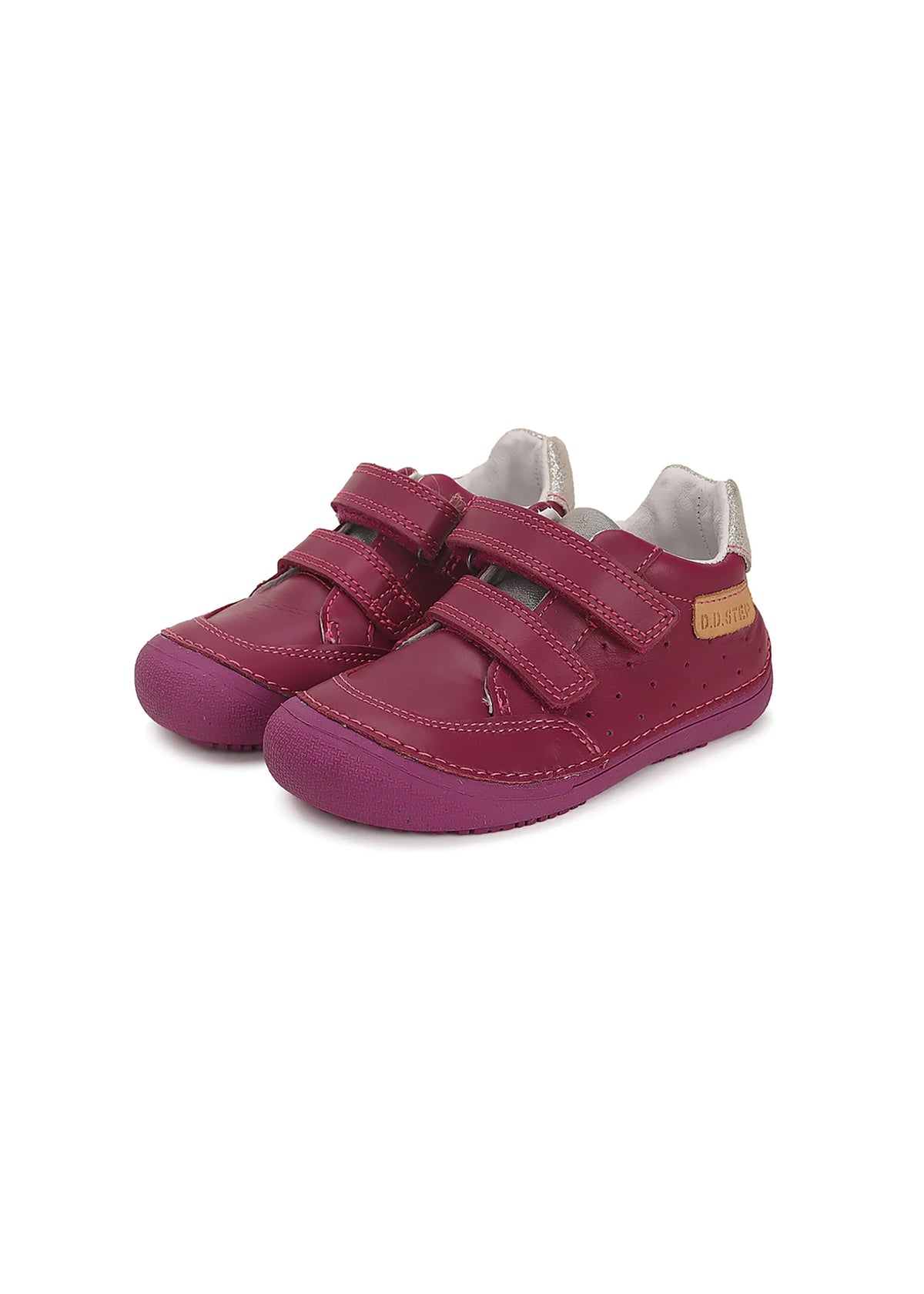 Barfotasneakers för barn - mörkrosa läder