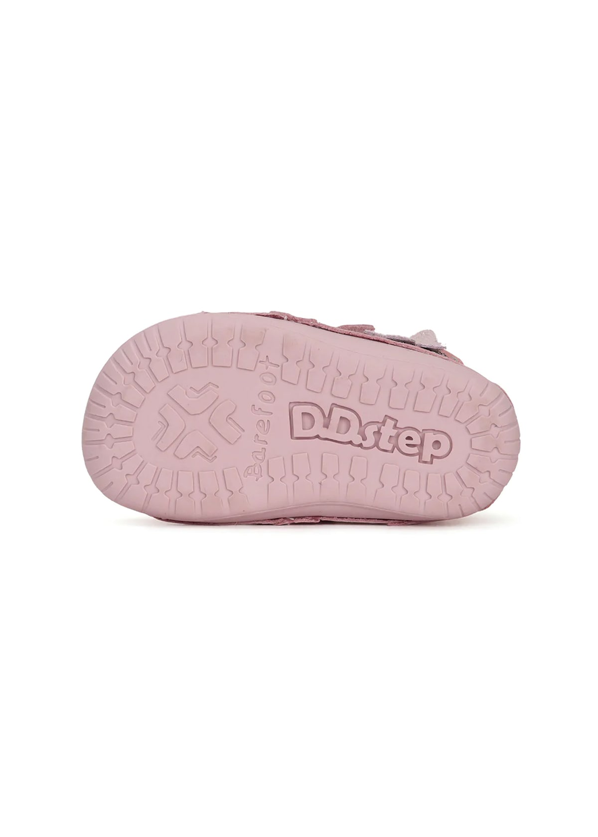 Children's first step shoes - pink leather, butterfly