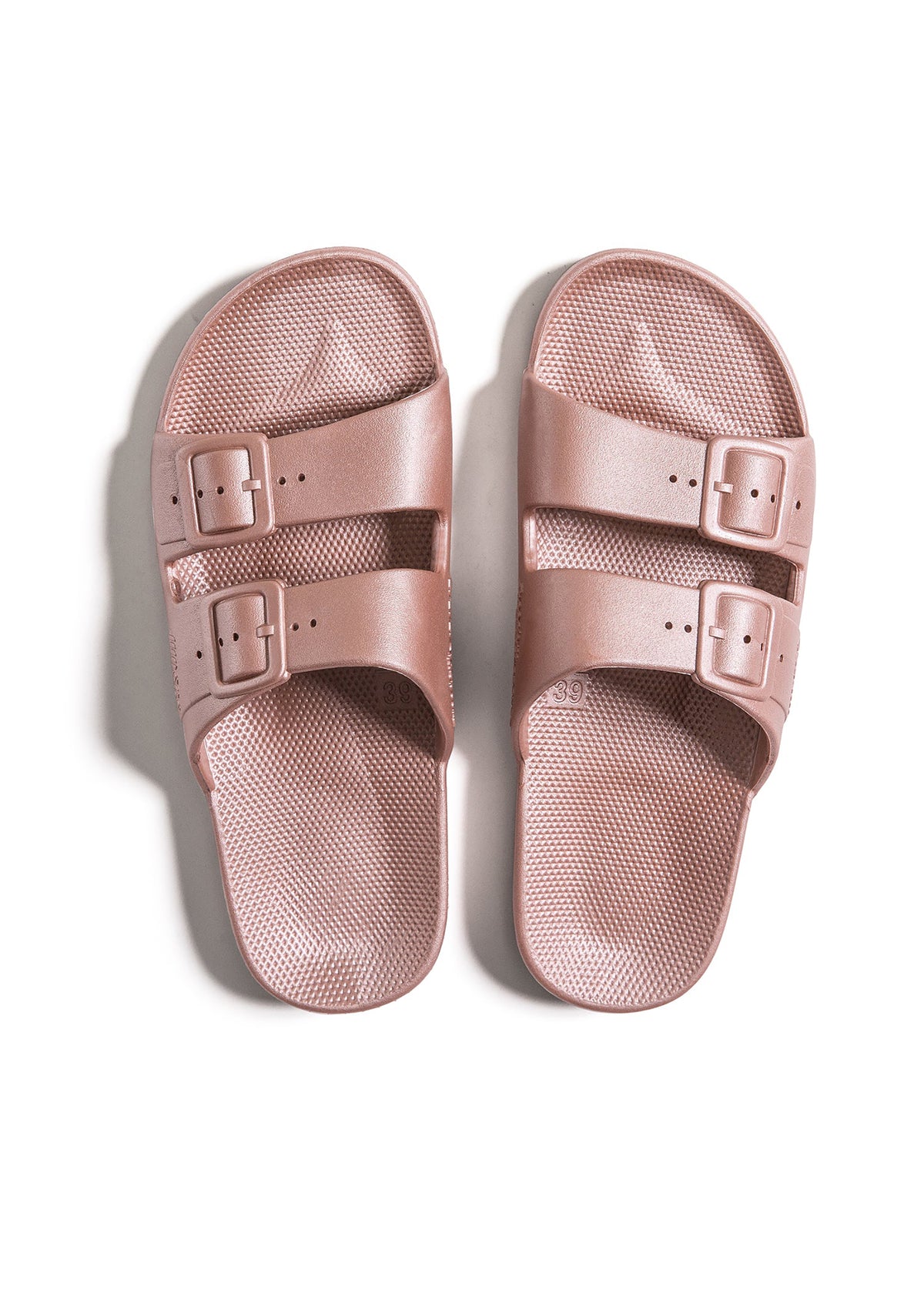 Freedom Moses sandaler - kilar med två remmar, Venus Shimmer, skimrande rosa