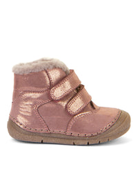 Children's winter shoes - shiny rose gold leather, Paix Up Winter