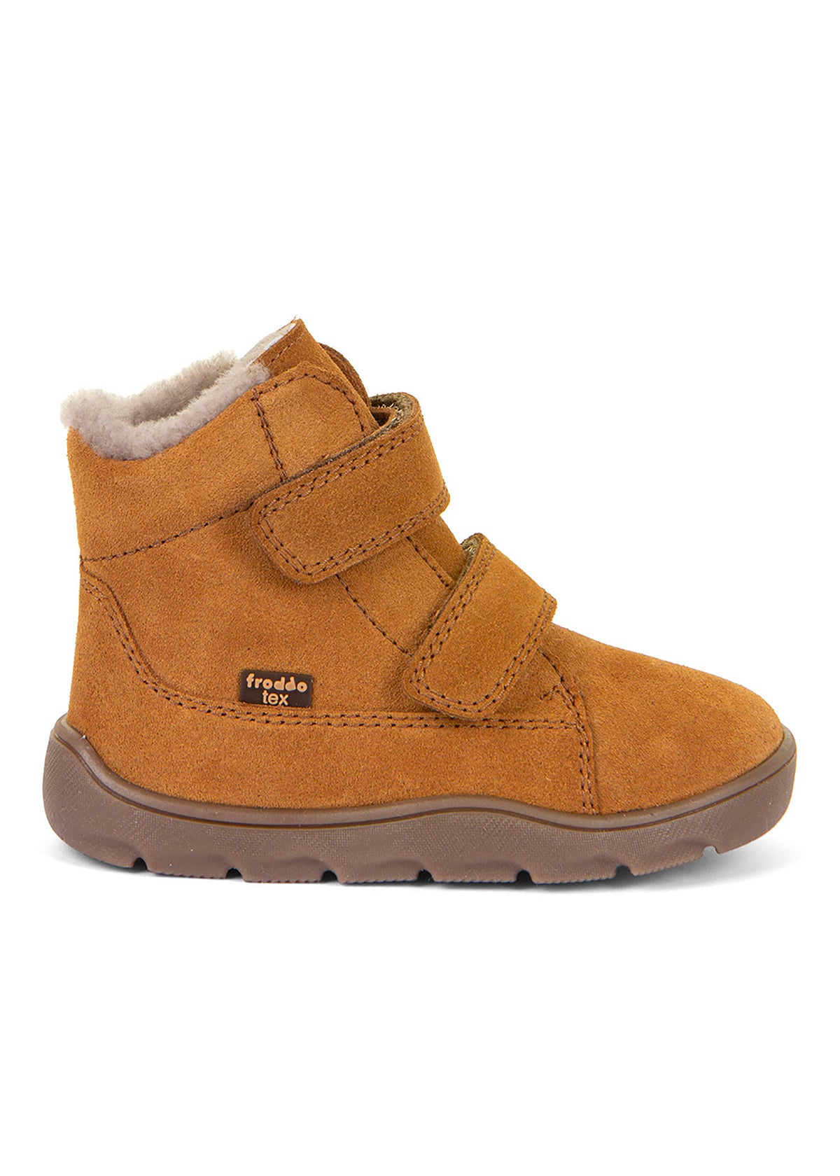 Children's barefoot shoes, winter shoes - Zeru Tex Furry, cognac brown