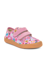 Children's barefoot sneakers - pink, multi-colored patterns