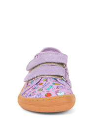 Children's barefoot sneakers - purple, multi-colored patterns