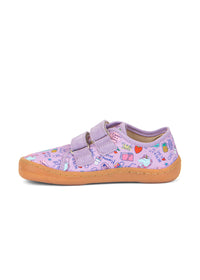 Children's barefoot sneakers - purple, multi-colored patterns