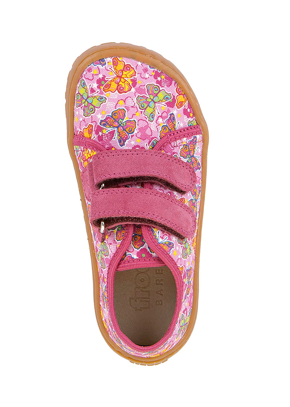Children's barefoot sneakers - pink, butterflies