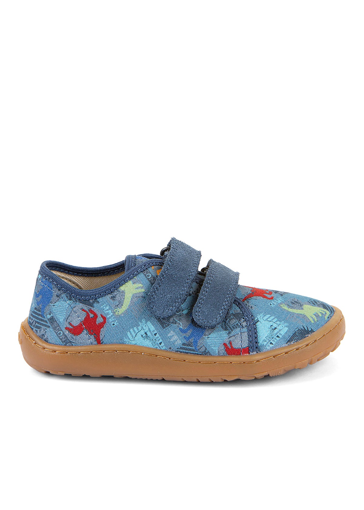 Children's barefoot sneakers - blue, dinosaurs