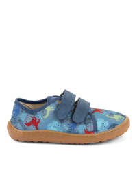 Children's barefoot sneakers - blue, dinosaurs