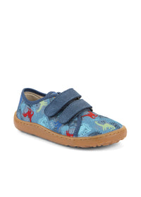 Children's barefoot sneakers - blue, dinosaurs