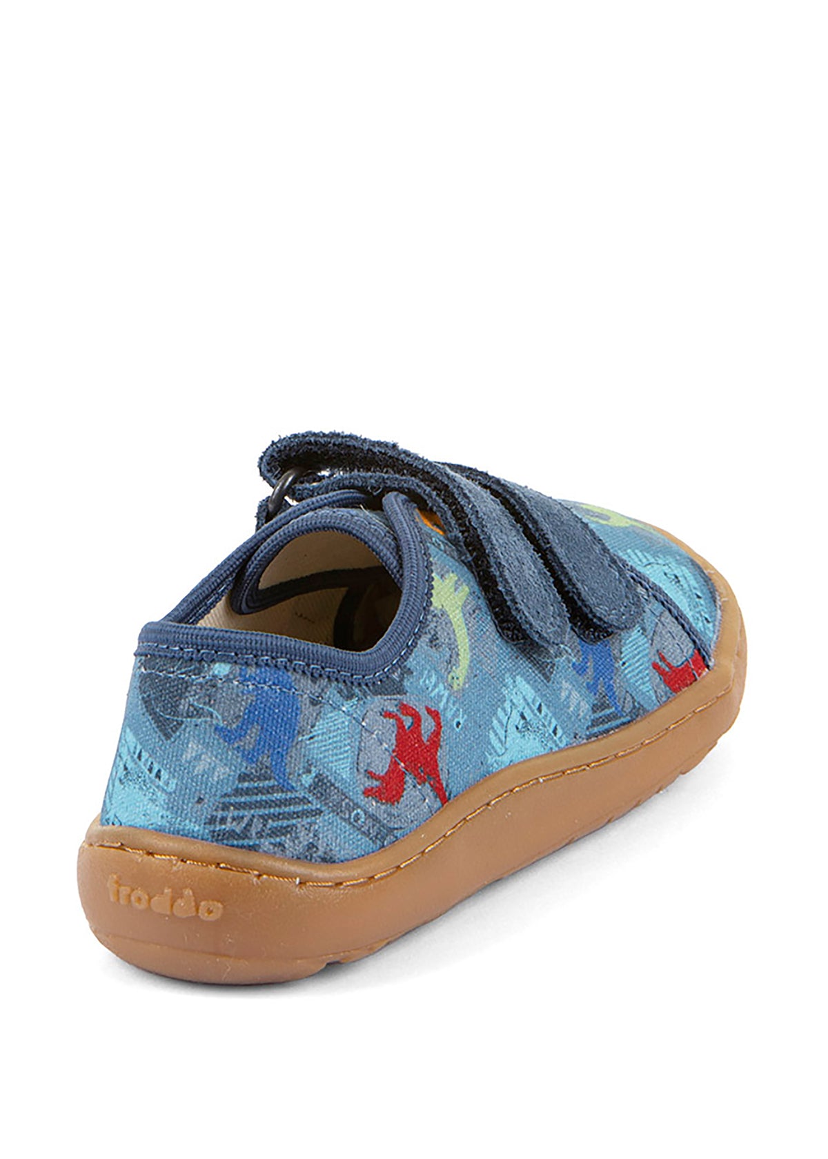 Children's barefoot sneakers - blue, dinosaurs