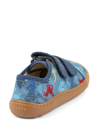 Children's barefoot sneakers - blue, dinosaurs