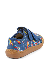 Children's barefoot sneakers - blue, space rockets