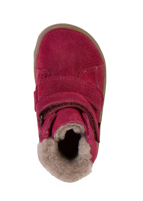 Children's barefoot shoes, winter shoes - Zeru Tex Furry, dark red