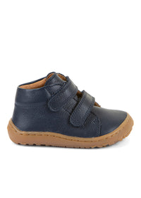 Children's barefoot shoes - dark blue leather, First Step, Extra Grip