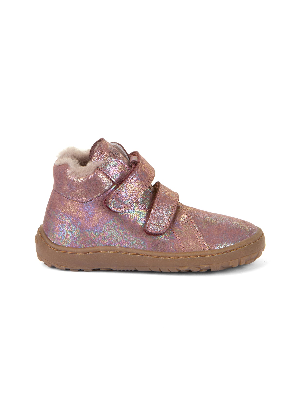 Children's barefoot boots, winter shoes - Winter Furry, sparkling pink
