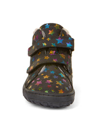 Children's barefoot boots, winter shoes - Winter Furry, black, stars