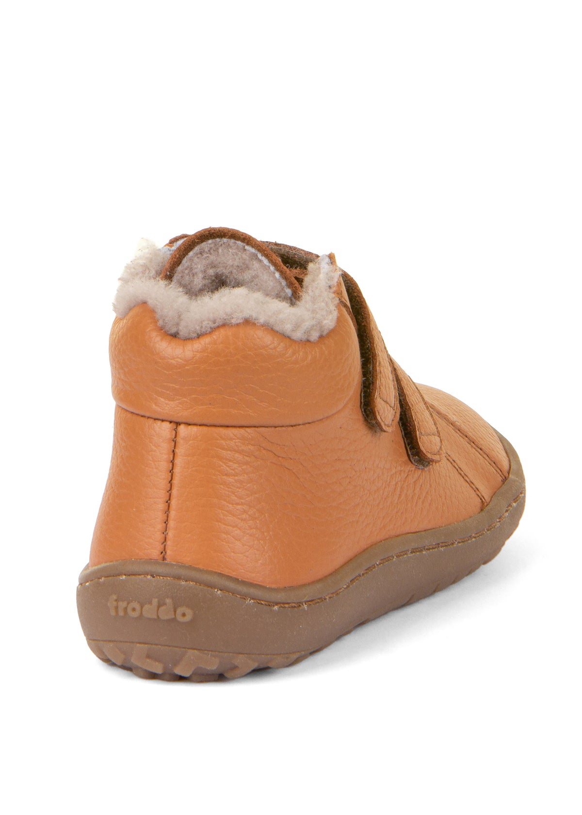 Children's barefoot boots, winter shoes - Winter Furry, cognac brown