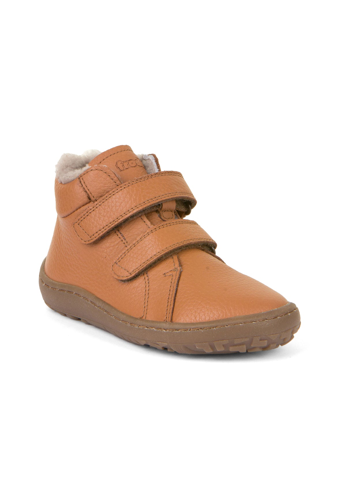 Children's barefoot boots, winter shoes - Winter Furry, cognac brown